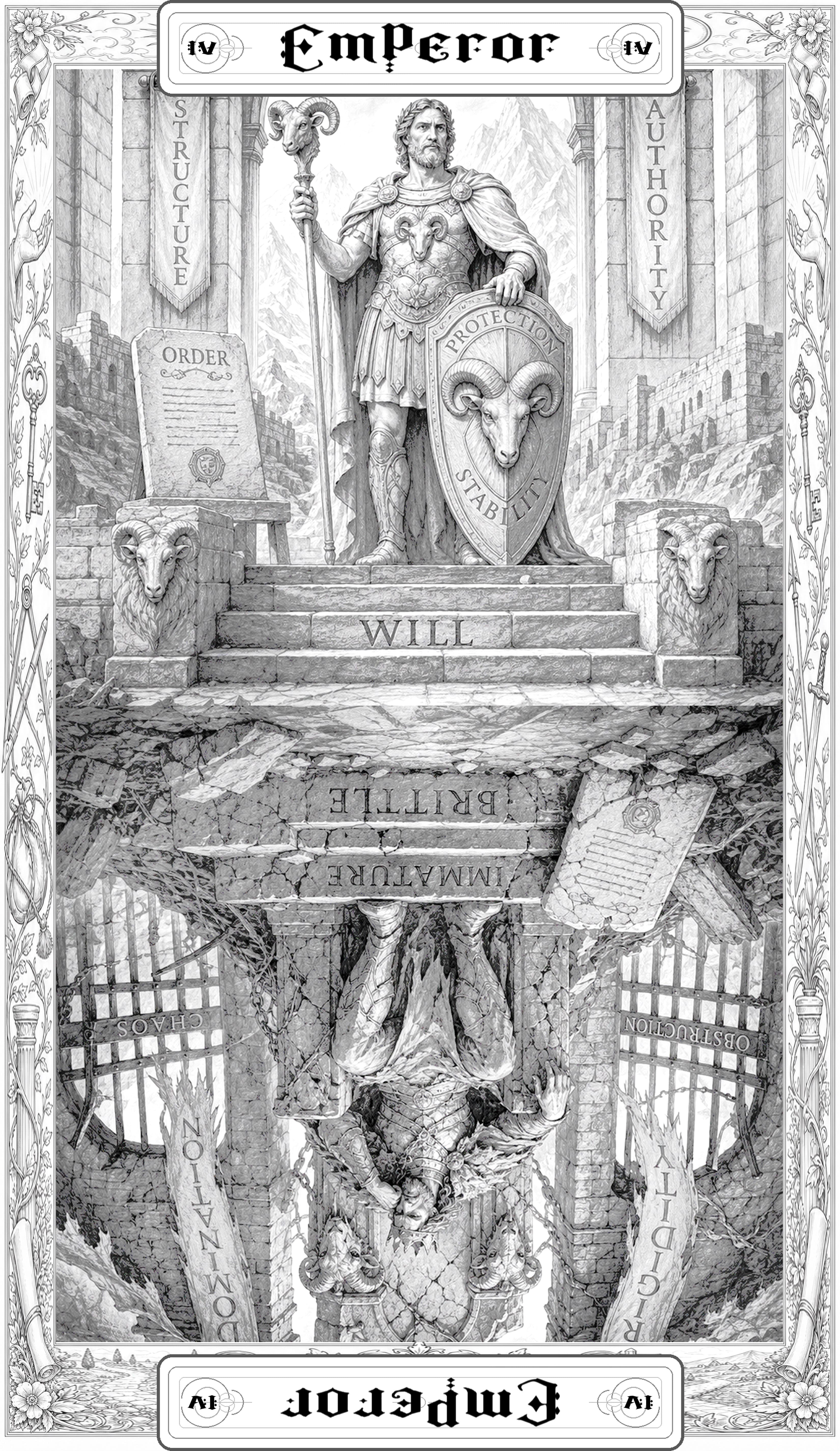 Second Deck Act 1 sketch card for The Emperor.