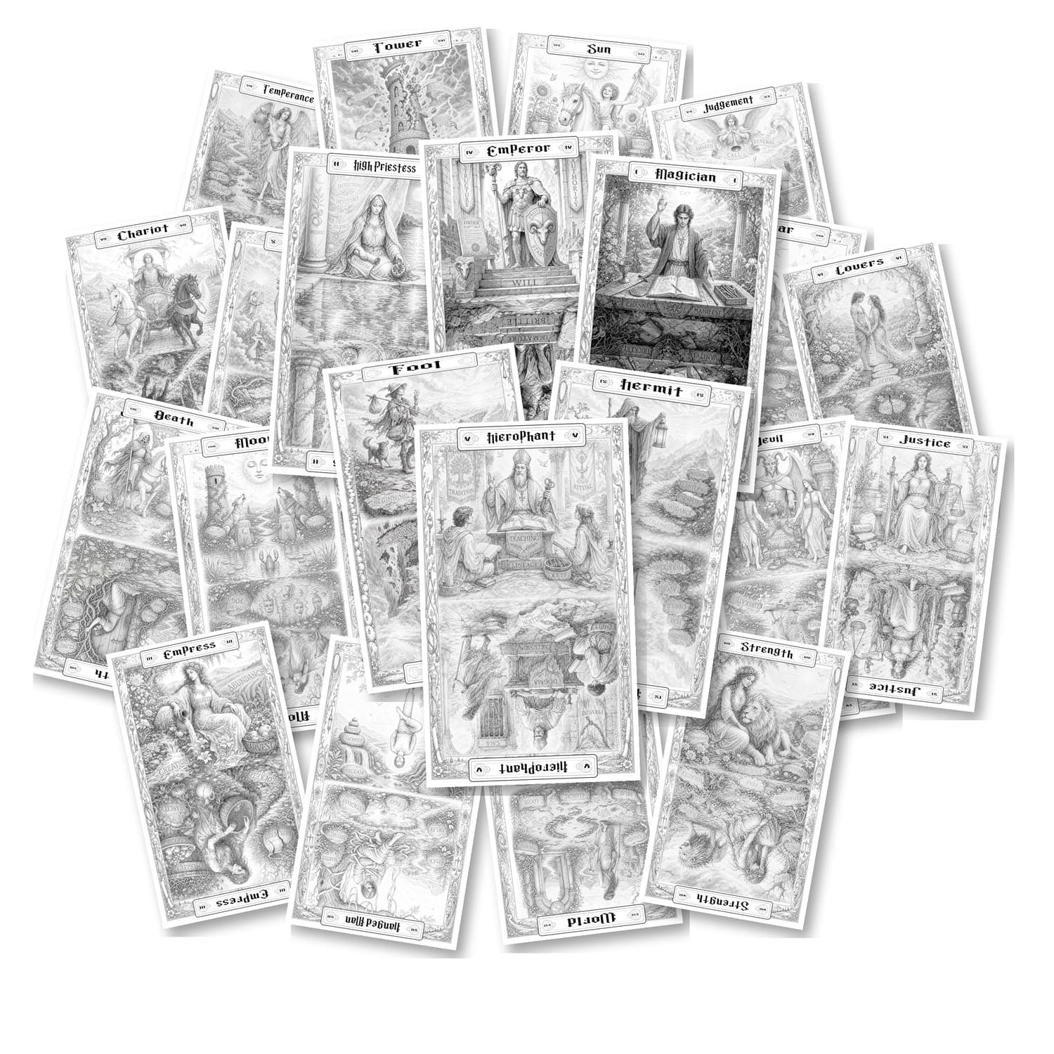 Preview stack of Major Arcana tarot cards for Anthologies: Parallel Arcana.